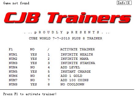 魔方世界Cube World八项修改器下载绿色版