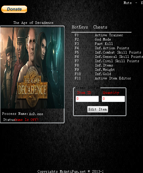颓废年代十一项修改器下载v1.0 MrAntiFun版