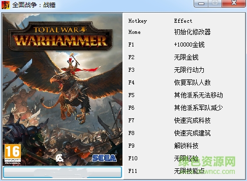 战锤全面战争十一项修改器下载v1.0 中文版
