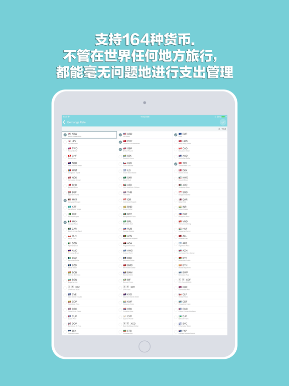 旅行用账簿, 预算账簿, 自动汇率账簿 - Mint T Wallet