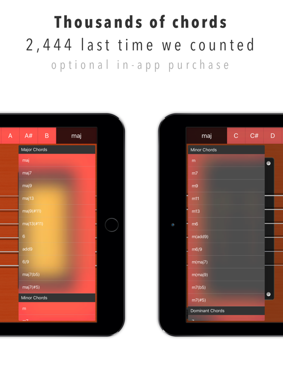 吉他和弦 - 6 弦吉他并带有指板和和弦学习工具