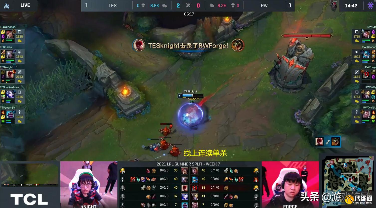 LOL：队友还在对线却有人已经超神？Knight盲僧个人秀轻取RW