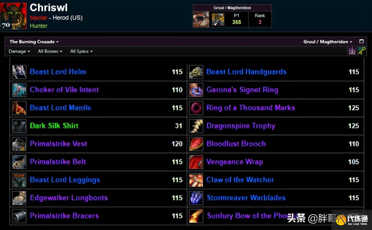 魔兽TBC：WCL第一猎人，入手龙脊奖章却不用，排骨人表示难以理解