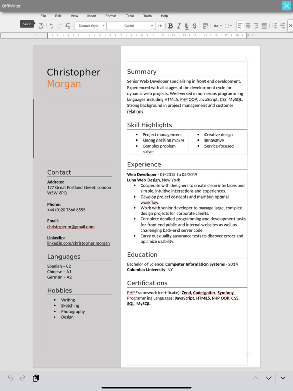OffiWriter OpenOffice作家的文档编辑器