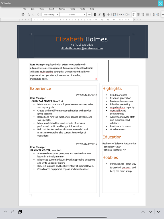OffiWriter OpenOffice作家的文档编辑器