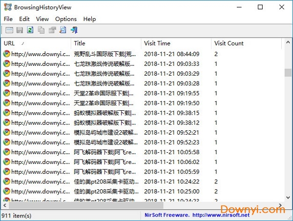 电脑浏览器历史记录查看器(browsinghistoryview)下载v1.44 绿色版