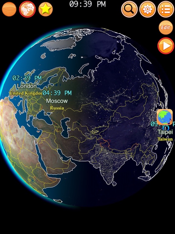 地球仪之城市时钟