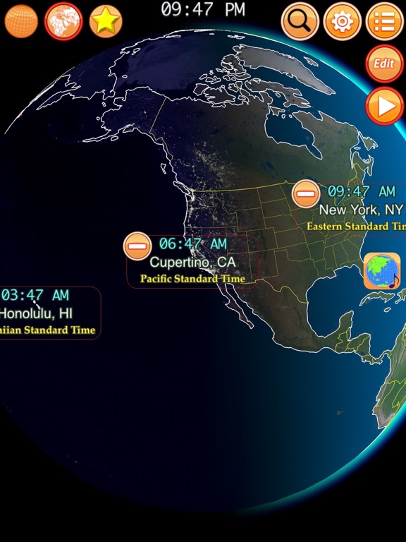 地球仪之城市时钟