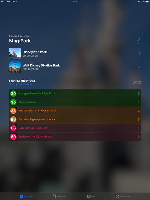 MagiPark巴黎迪士尼乐园了解您最喜爱景点的等待时间