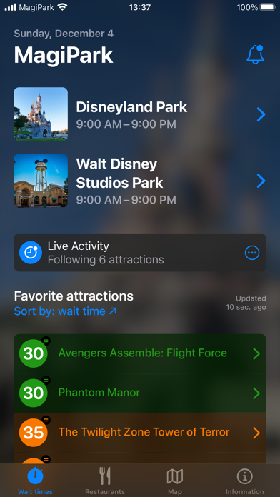 MagiPark巴黎迪士尼乐园了解您最喜爱景点的等待时间