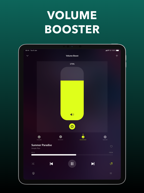 低音 均衡器 - 音量控制 和 音乐播放器