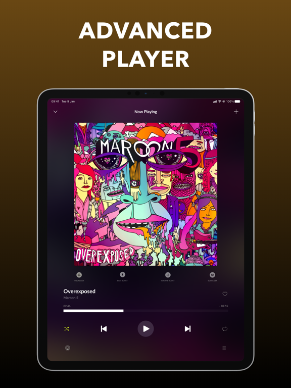 低音 均衡器 - 音量控制 和 音乐播放器