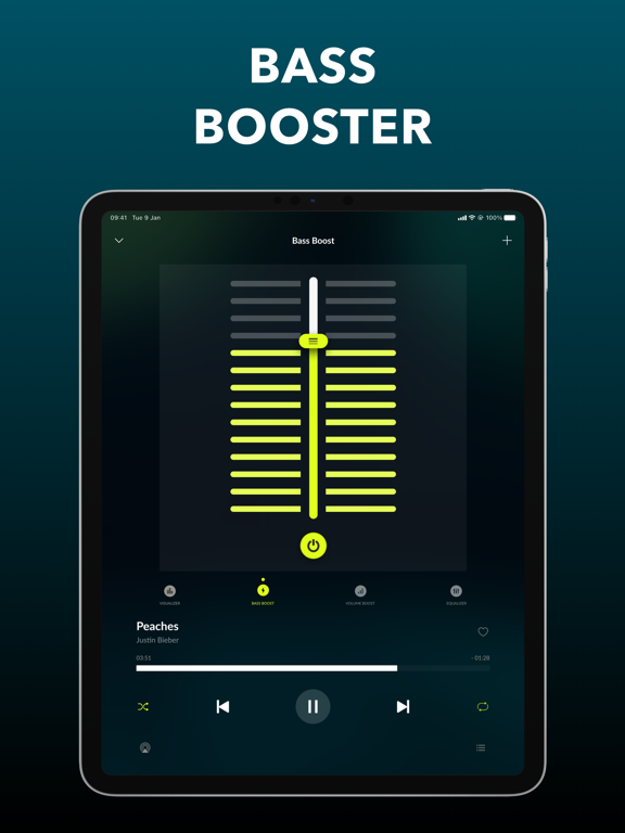 低音 均衡器 - 音量控制 和 音乐播放器