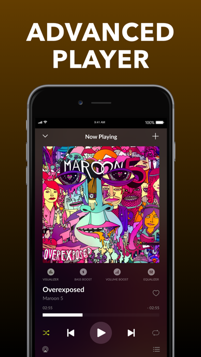 低音 均衡器 - 音量控制 和 音乐播放器