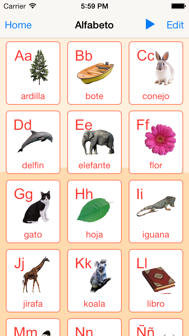 西班牙语字母卡和测验