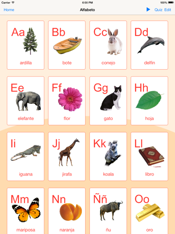 西班牙语字母卡和测验