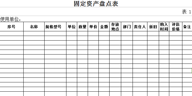 固定资产盘点表表格模板免费版下载
