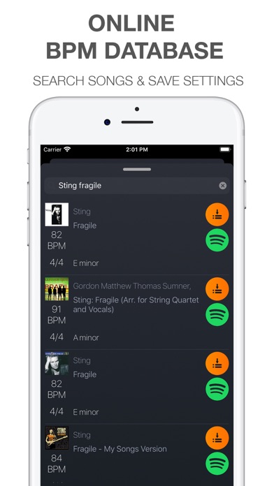 Band Metronome：节拍器与曲目表