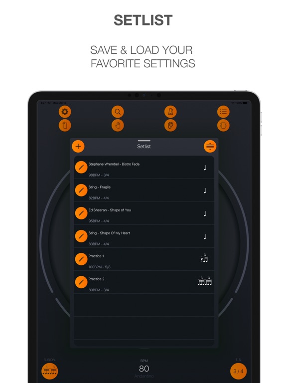 Band Metronome：节拍器与曲目表