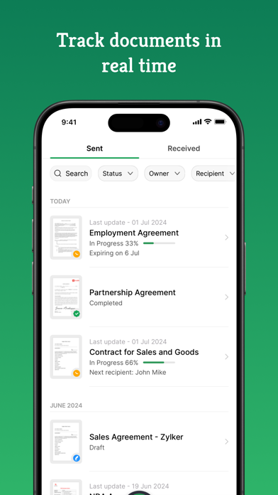 Zoho Sign - 填写文档并进行电子签署