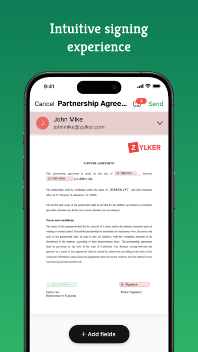 Zoho Sign - 填写文档并进行电子签署