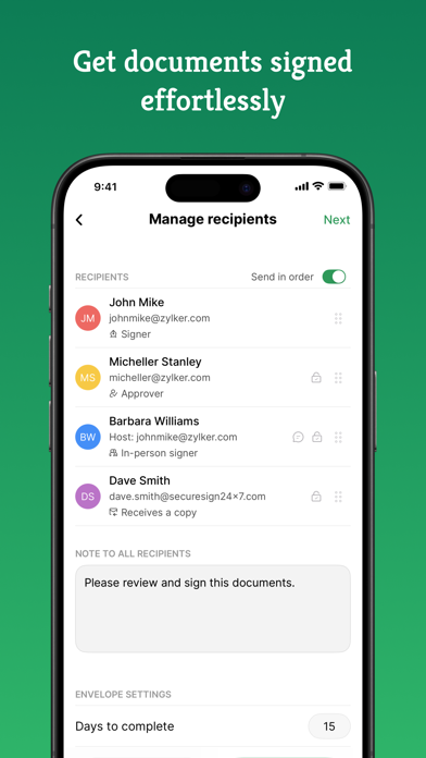 Zoho Sign - 填写文档并进行电子签署