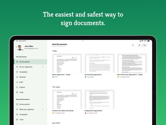 Zoho Sign - 填写文档并进行电子签署
